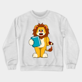 Lion as Student with Book Crewneck Sweatshirt